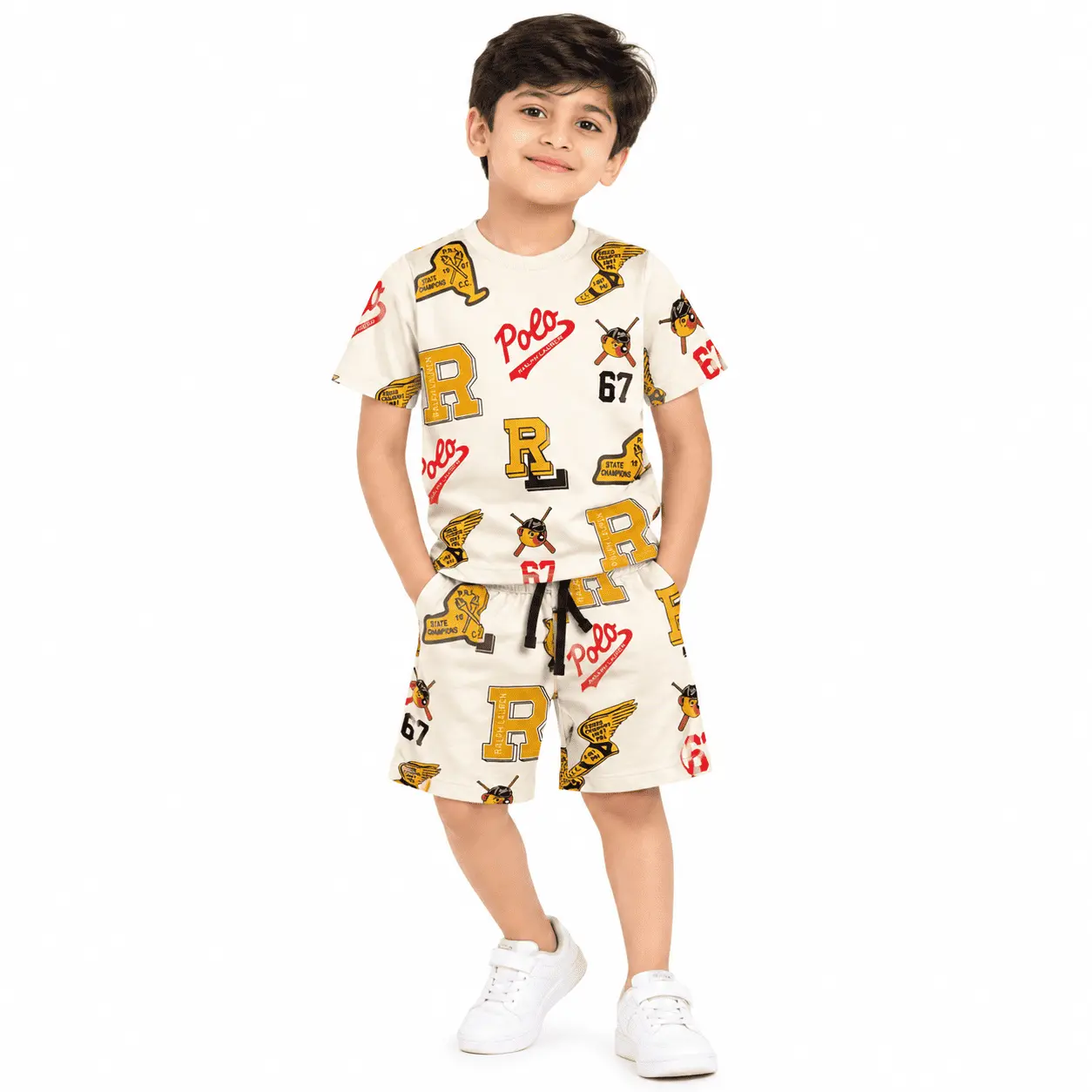 Boys’ Printed Casual T-Shirt & Shorts Co-Ord Set